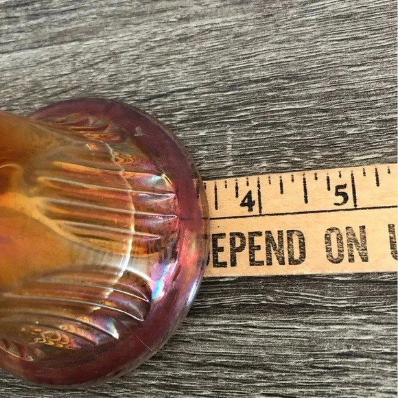 Vtg Marigold Carnival Glass Swung Vase - Picture 8 of 11